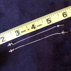 Sterling Silver Cross CZ Earrings